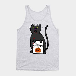 Vampire Horror Cat with Halloween Card Tank Top